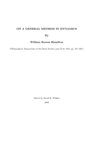 ON A GENERAL METHOD IN DYNAMICS By William Rowan Hamilton