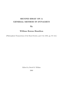 SECOND ESSAY ON A GENERAL METHOD IN DYNAMICS By William Rowan Hamilton