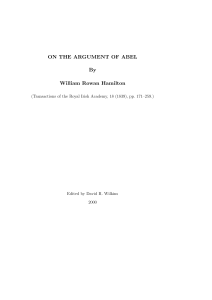 ON THE ARGUMENT OF ABEL By William Rowan Hamilton