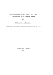 SUPPLEMENT TO AN ESSAY ON THE THEORY OF SYSTEMS OF RAYS By