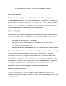 Human Capital and Innovation - Chris Parrish Dissertation Summary  DISSERTATION QUESTION