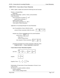 ES 201 - Conservation &amp; Accounting Principles Linear Momentum