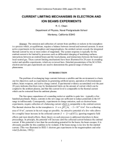 CURRENT LIMITING MECHANISMS IN ELECTRON AND ION BEAMS EXPERIMENTS