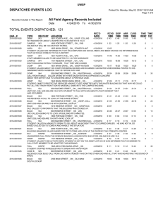 TOTAL EVENTS DISPATCHED:  121 DISPATCHED EVENTS LOG