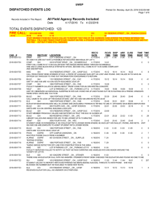 TOTAL EVENTS DISPATCHED:  123 DISPATCHED EVENTS LOG