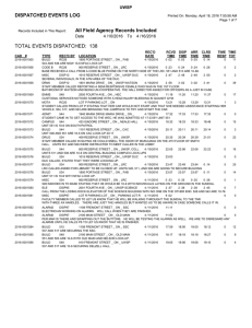 TOTAL EVENTS DISPATCHED:  138 DISPATCHED EVENTS LOG