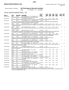 TOTAL EVENTS DISPATCHED:  135 DISPATCHED EVENTS LOG