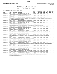 TOTAL EVENTS DISPATCHED:  112 DISPATCHED EVENTS LOG