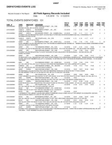 TOTAL EVENTS DISPATCHED:  131 DISPATCHED EVENTS LOG