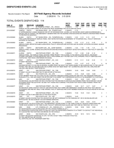 TOTAL EVENTS DISPATCHED:  114 DISPATCHED EVENTS LOG