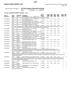 TOTAL EVENTS DISPATCHED:  123 DISPATCHED EVENTS LOG