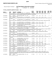 TOTAL EVENTS DISPATCHED:  123 DISPATCHED EVENTS LOG