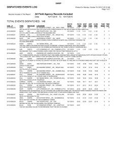 TOTAL EVENTS DISPATCHED:  146 DISPATCHED EVENTS LOG