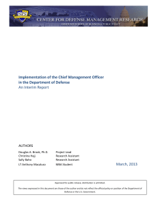    Implementation of the Chief Management Officer   in the Department of Defense