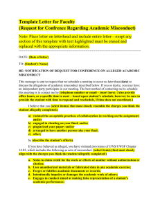 Template Letter for Faculty (Request for Confrence Regarding Academic Misconduct)