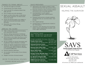 SEXUAL ASSAULT SAVS PROVIDES: THINGS TO THINK ABOUT