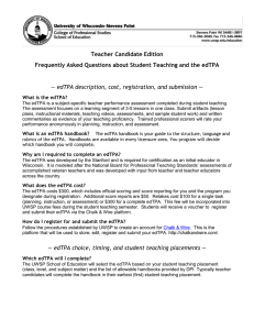 Teacher Candidate Edition  — edTPA description, cost, registration, and submission —