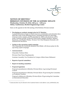 NOTICE OF MEETING BERKELEY DIVISION OF THE ACADEMIC SENATE