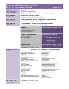 University of Wisconsin-Stevens Point First-Year Orientation Schedule June 2015