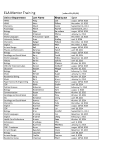 ELA Mentor Training Unit or Department Last Name First Name