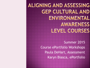 Summer 2015 Course ePortfolio Workshops Paula DeHart, Assessment