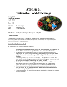 STH 311 01 Sustainable Food &amp; Beverage  Spring 2014