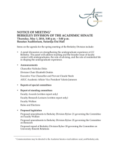 NOTICE OF MEETING BERKELEY DIVISION OF THE ACADEMIC SENATE