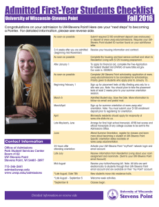 Admitted First-Year Students Checklist Fall 2016 University of Wisconsin-Stevens Point
