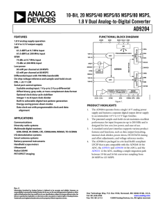 AD9204 10-Bit, 20 MSPS/40 MSPS/65 MSPS/80 MSPS, 1.8 V Dual Analog-to-Digital Converter