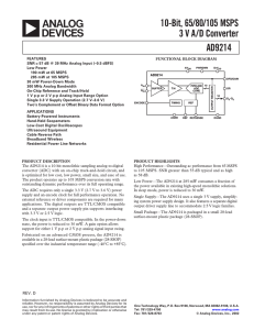 a 10-Bit, 65/80/105 MSPS 3 V A/D Converter AD9214