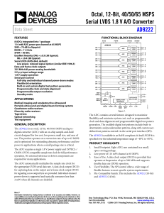 Octal, 12-Bit, 40/50/65 MSPS Serial LVDS 1.8 V A/D Converter AD9222 Data Sheet