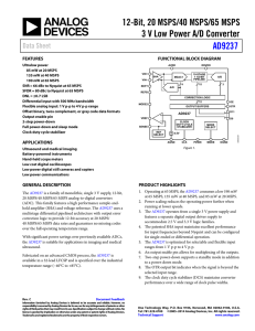 12-Bit, 20 MSPS/40 MSPS/65 MSPS 3 V Low Power A/D Converter AD9237