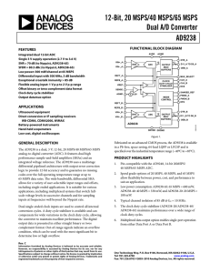 12-Bit, 20 MSPS/40 MSPS/65 MSPS Dual A/D Converter AD9238