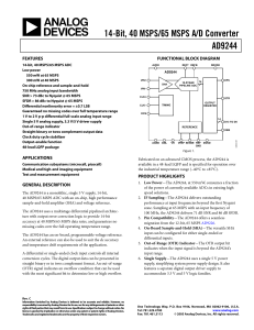 14-Bit, 40 MSPS/65 MSPS A/D Converter AD9244  FEATURES