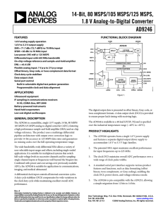 14-Bit, 80 MSPS/105 MSPS/125 MSPS, 1.8 V Analog-to-Digital Converter AD9246