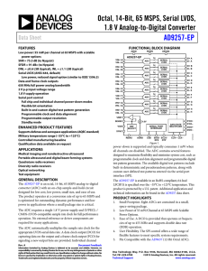 Octal, 14-Bit, 65 MSPS, Serial LVDS, 1.8 V Analog-to-Digital Converter AD9257-EP Data Sheet