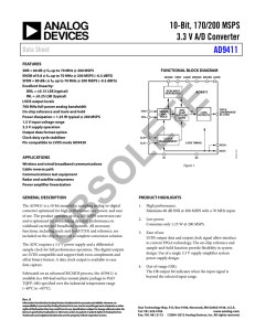 10-Bit, 170/200 MSPS 3.3 V A/D Converter AD9411 Data Sheet