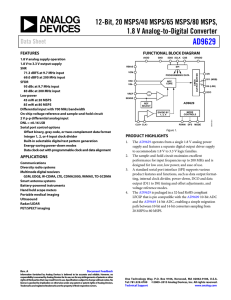 AD9629 12-Bit, 20 MSPS/40 MSPS/65 MSPS/80 MSPS, 1.8 V Analog-to-Digital Converter