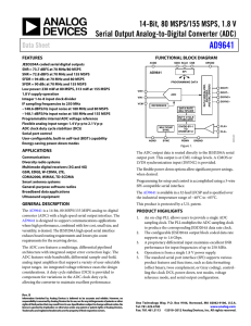 AD9641 14-Bit, 80 MSPS/155 MSPS, 1.8 V Serial Output Analog-to-Digital Converter (ADC)