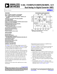 14-Bit, 170 MSPS/210 MSPS/250 MSPS, 1.8 V ADC) Dual Analog-to-Digital Converter ( AD9643