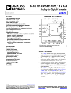 14-Bit, 125 MSPS/105 MSPS, 1.8 V Dual Analog-to-Digital Converter  AD9648