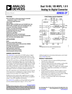 Dual 16-Bit, 105 MSPS, 1.8 V Analog-to-Digital Converter AD9650-EP Data Sheet