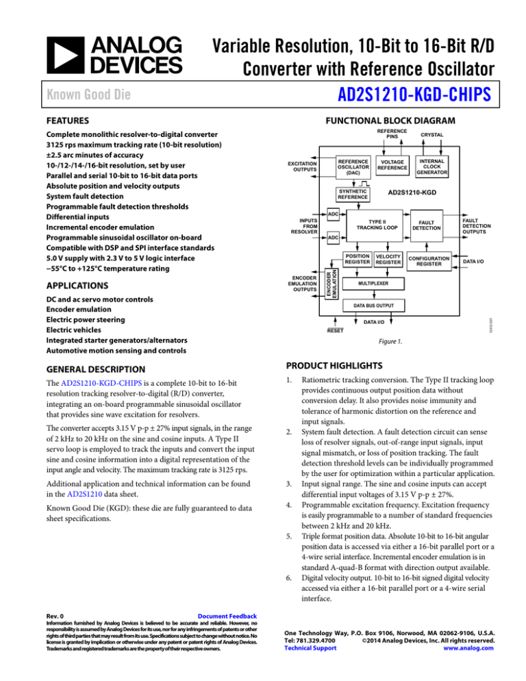 Variable Resolution, 10-Bit to 16-Bit R/D Converter with Reference ...