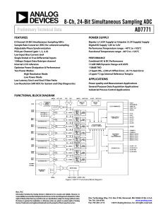 8-Ch, 24-Bit Simultaneous Sampling ADC AD7771 Preliminary Technical Data FEATURES