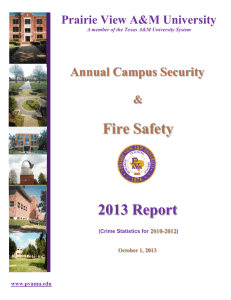 Fire Safety 2013 Report Annual Campus Security Prairie View A&amp;M University