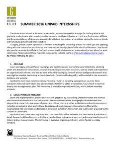 SUMMER 2016 UNPAID INTERNSHIPS