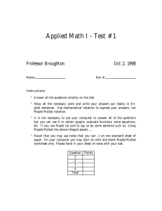 Applied Math I - Test #1 Professor Broughton Oct 2, 1998