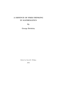 A DEFENCE OF FREE-THINKING IN MATHEMATICS By George Berkeley