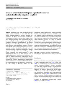 Invasion of an exotic forb impacts reproductive success