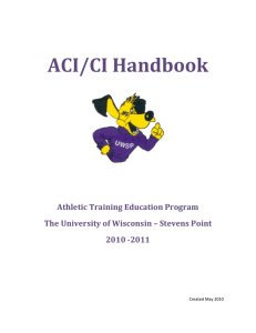 ACI/CI Handbook    Athletic Training Education Program  The University of Wisconsin – Stevens Point 